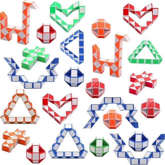 24 Pack 24 Blocks Magic Speed Cubes, Mini Snake Cube, Mini Plastic Puzzle Cube T - Picture 1 of 6